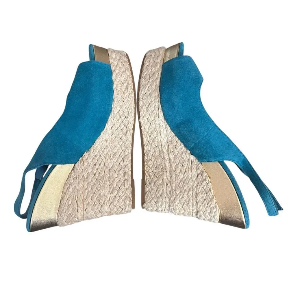 Dolce Vita Teal Suede Wedge Sandals Size 6